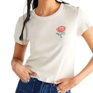New! Daydreamer Women's Lady Luck Short Sleeve Shrunken Tee Dirty White XS NWT